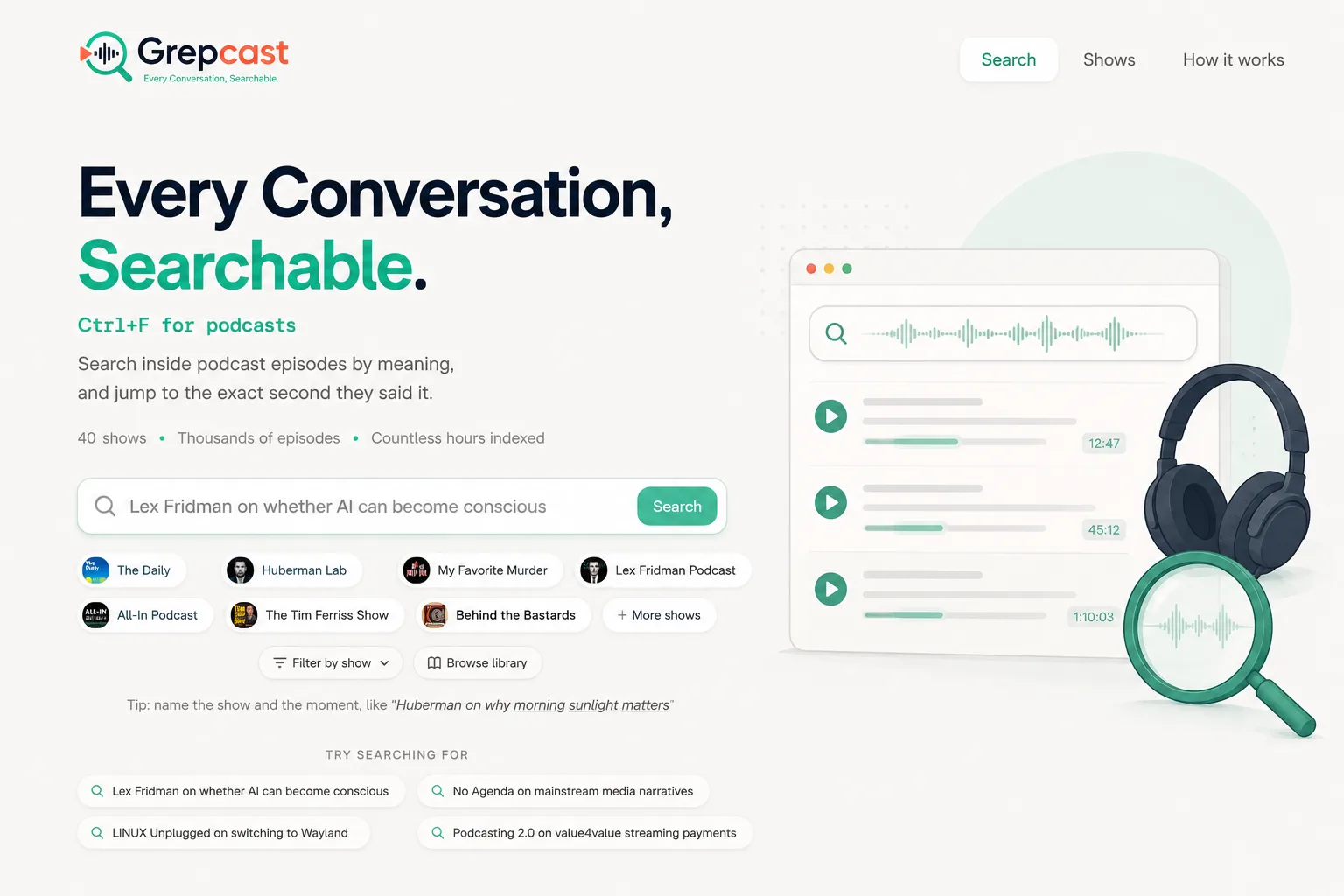 Grepcast screenshot